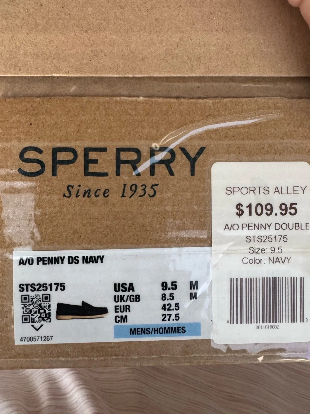 Sperry Navy Suede Penny Loafers with Contrast Stitching